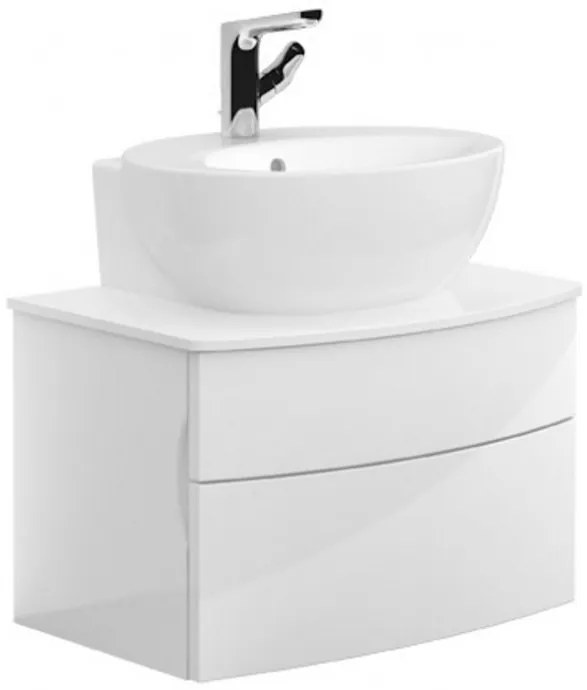 Dulap baza suspendat cu blat sticla, Aveo Villeroy&amp;Boch, 61.6x44x40cm, alb lucios lacuit, A847E2GF