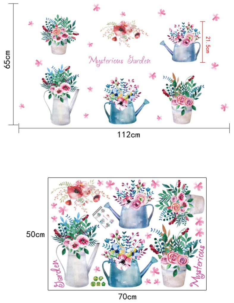 Autocolant de perete „Flori în vaze” 65x112cm
