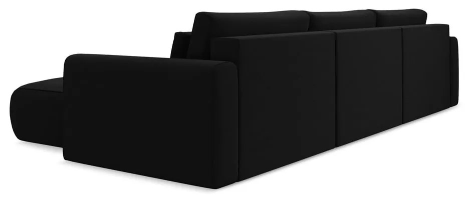 Colțar negru extensibil/cu spațiu de depozitare cu tapițerie din catifea (în formă de "U") Kapua – Makamii