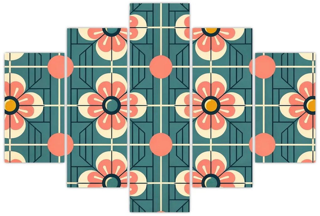 Tablou - Model retro cu flori (150x105 cm)