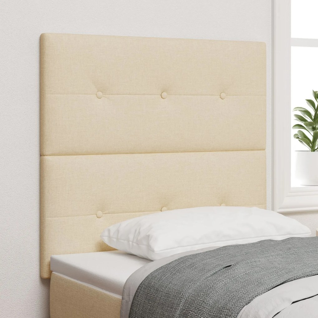 vidaXL Tăblie de pat capitonată cu nasturi, crem, 100 cm, textil