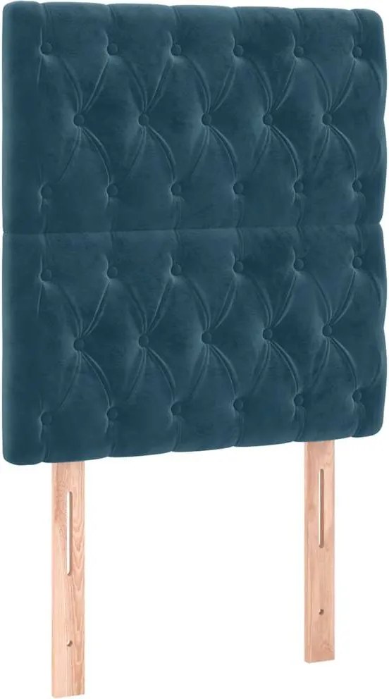 vidaXL Tăblie de pat albastru închis 80x7x118/128 cm catifea