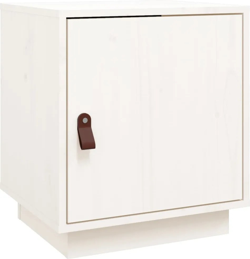 vidaXL Noptieră, alb, 40x34x45 cm, lemn masiv de pin