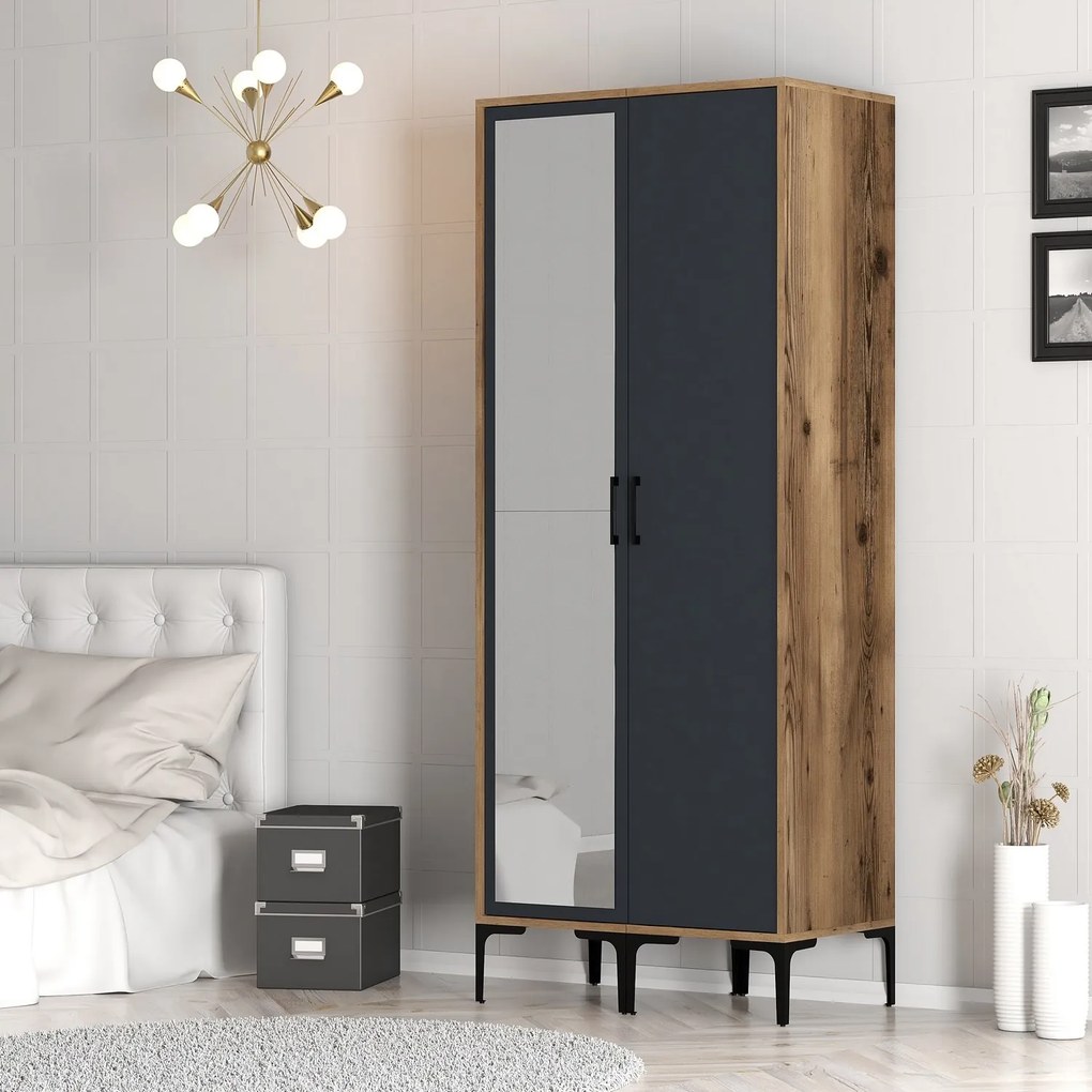 Dulap de haine Kiara RS (antracit + Nuc). 1088541