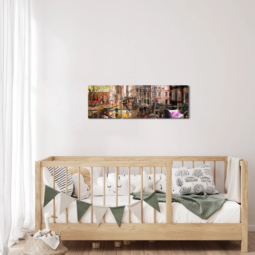 Tablou - Amsterdam (cu ceas) (90x30 cm)
