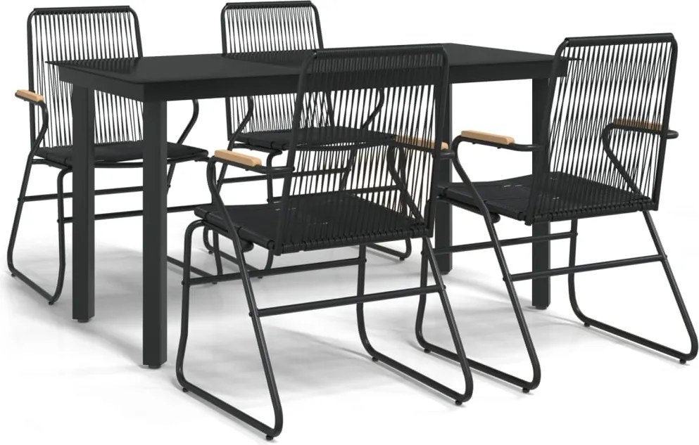 vidaXL Set mobilier de grădină, 5 piese, negru, ratan PVC