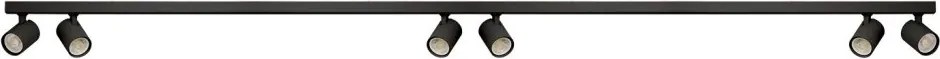 Plafoniera liniara neagra cu 6 spoturi EXO 6, 200cm