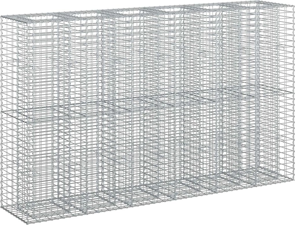 vidaXL Pat ridicat din gabion 3 pcs Argintiu 250 x 50 x 150 cm