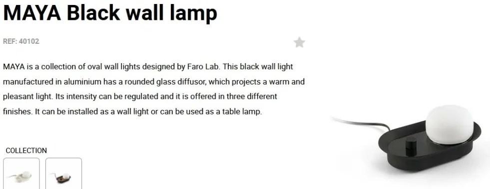 Aplica LED dimabila stil modern minimalist MAYA Black