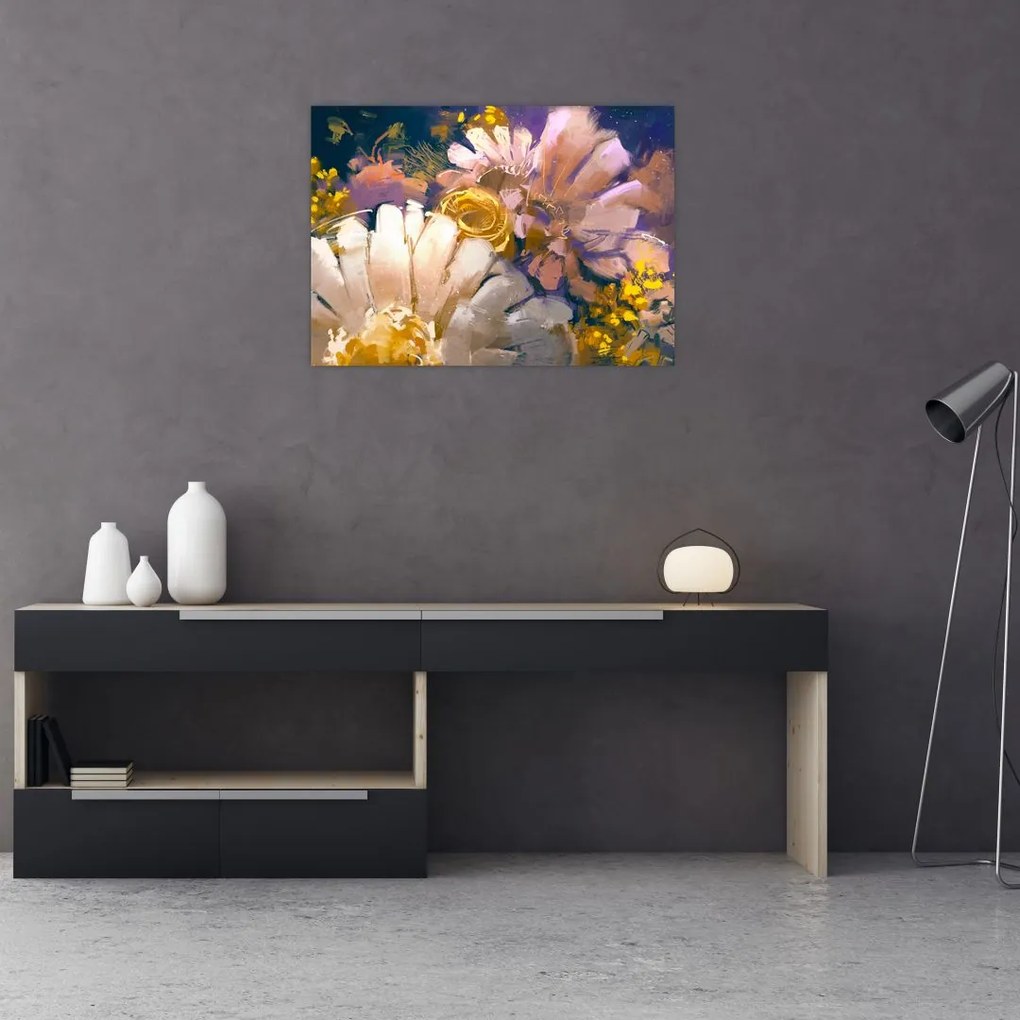 Tablou pe sticlă - Flori (70x50 cm)