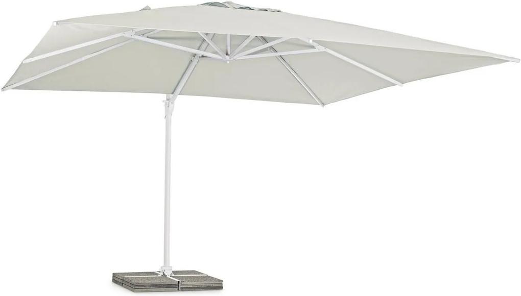 Umbrela de gradina cu picior din fier copertina textil alb Eden 400 cm x 400 cm x 270 h