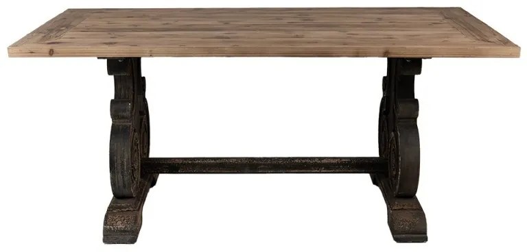 Masă de dining shabby chic, cu finisaj negru antichizat, Château