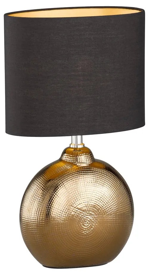 Veioză neagră/în culoarea bronz din ceramică cu abajur textil (înălțime 39 cm) Foro – Fischer &amp; Honsel