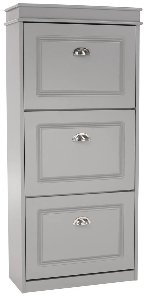 Pantofar, 3 usi compartimente duble, gri, mdf gri