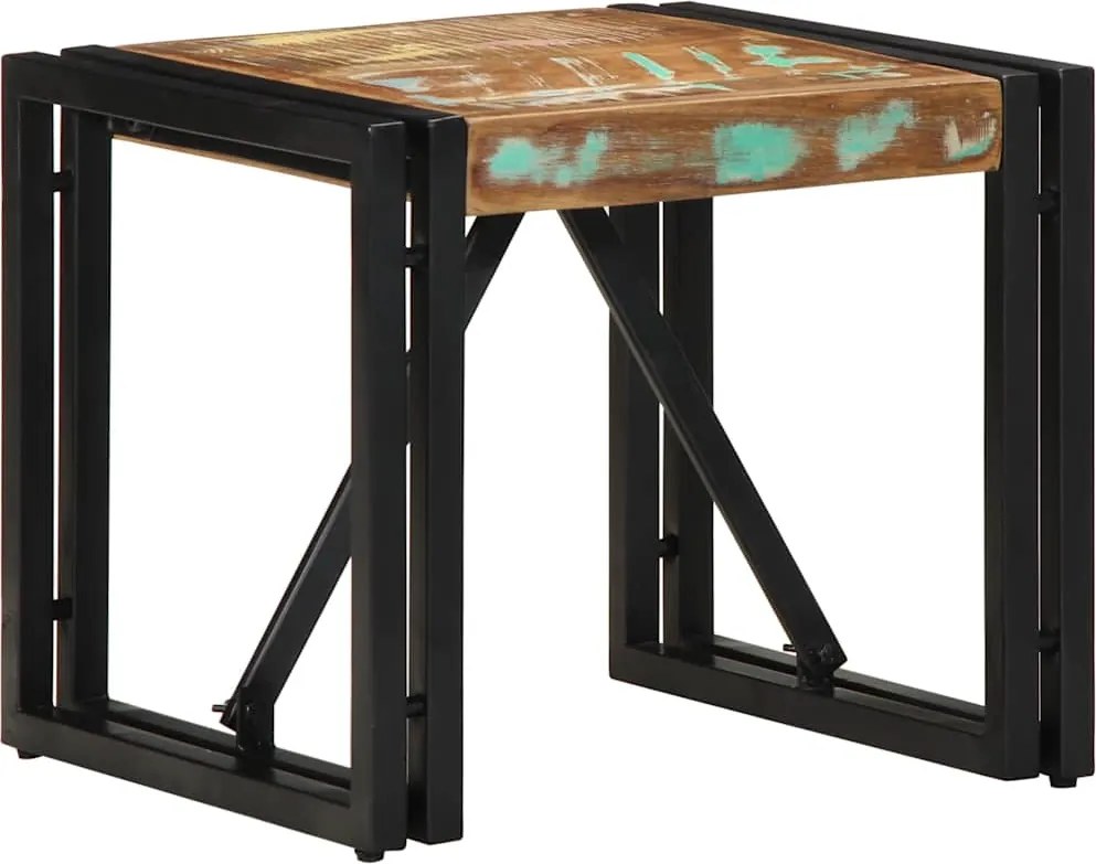 vidaXL Masuta de cafea multicolora 40x40x35 cm lemn masiv recuperat