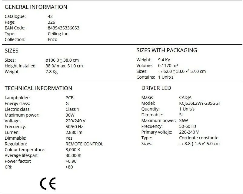 Lustra LED cu Ventilator si telecomanda, lame retractabile Enzo alb
