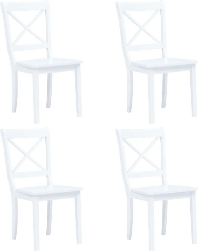 vidaXL Scaune de bucătărie, 4 buc., alb, lemn masiv de hevea