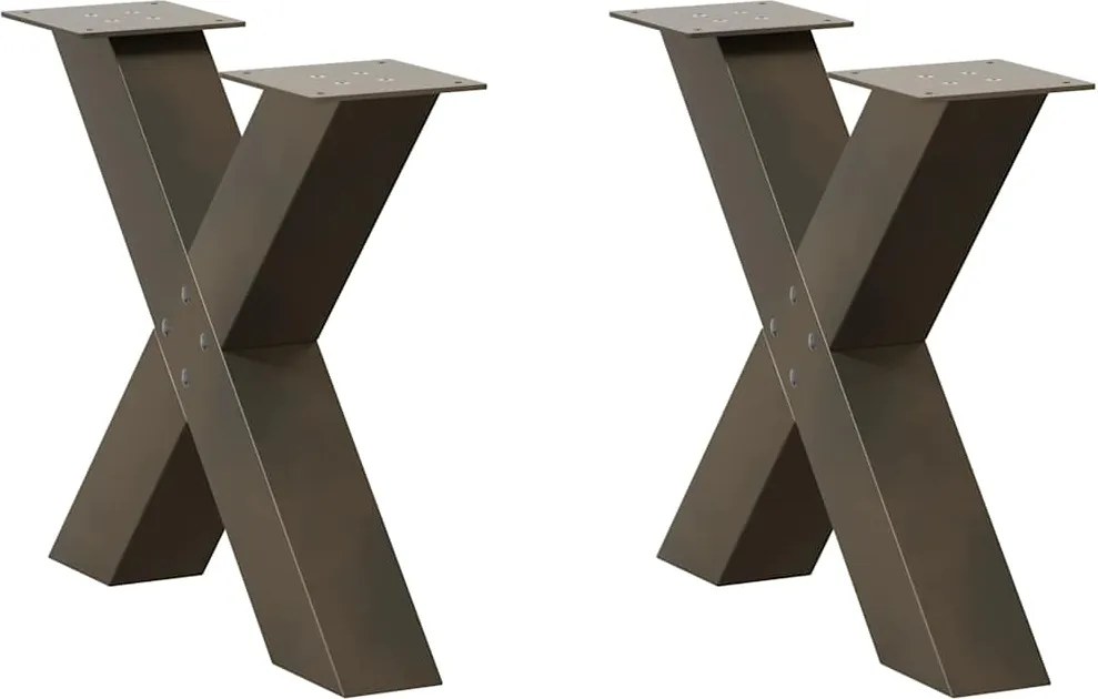 vidaXL Picioare pentru masă de cafea în formă de X, 2 buc., oțel natural, 50x(42-43) cm