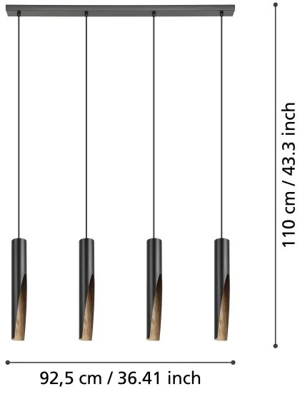 Lustră LED pe cablu Eglo 901733 BARBOTTO 4xGU10/4,5W/230V 3000K negru/maro