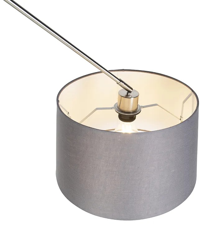 Lampă suspendată din oțel cu abajur din in gri închis 35 cm - Blitz