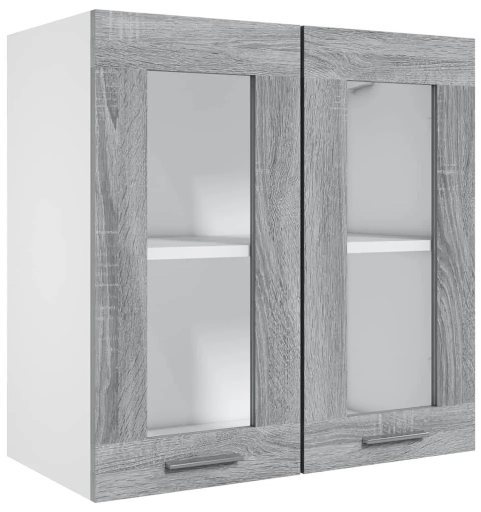 815121 vidaXL Dulap suspendat cu sticlă, gri sonoma, 60x31x60 cm, lemn
