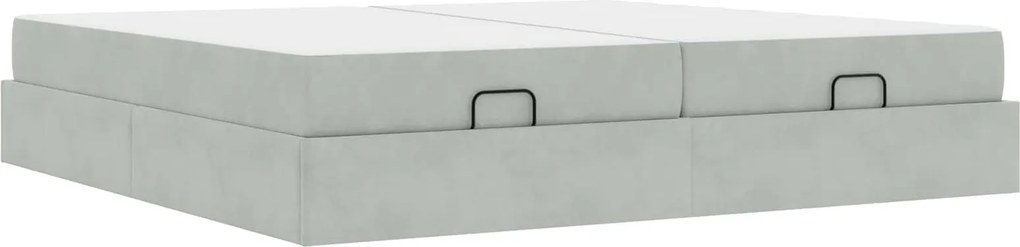 vidaXL Cadru de pat cu saltea cu saltea 2 pcs Gri deschis Catifea