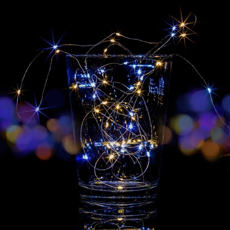 Set de 2 bucăți de lanțuri luminoase - 50 LED,alb cald/ rece