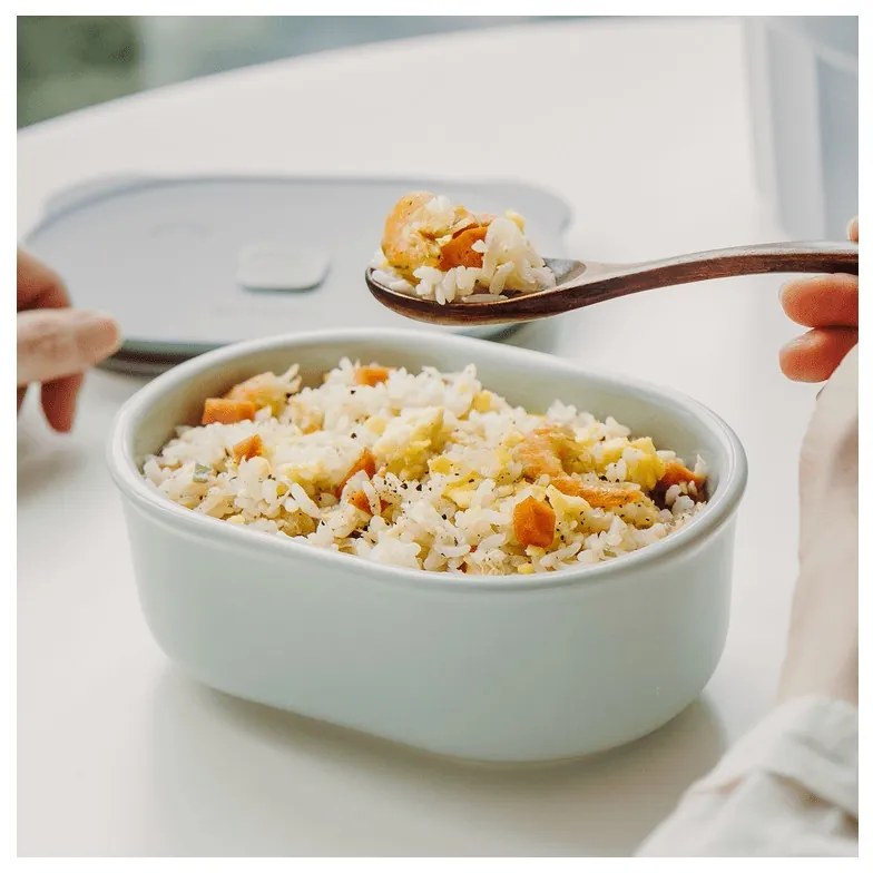 Cutie pentru pranz ceramica Buydeem CT3007-CG, 500 ml, 19.5x11x16.5 cm, Rezistenta la caldura pana la 230°C, Compatibilă cu cuptorul si cuptorul cu microunde, Verde