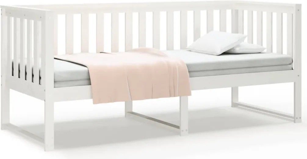 vidaXL Pat de zi fără saltea, alb, 80x200 cm, lemn masiv pin