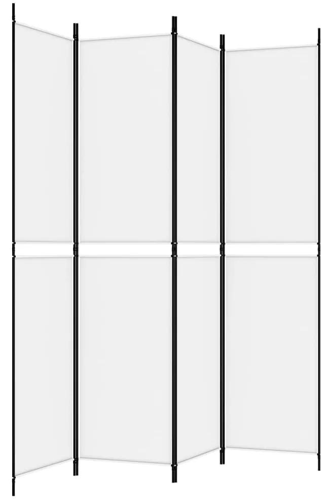 Paravan de camera cu 4 panouri, alb, 200x220 cm, textil Alb, 200 x 220 cm, 1