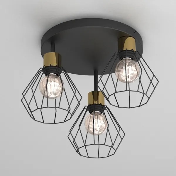 Plafonieră PARKLA 3xE27/15W/230V negru/auriu