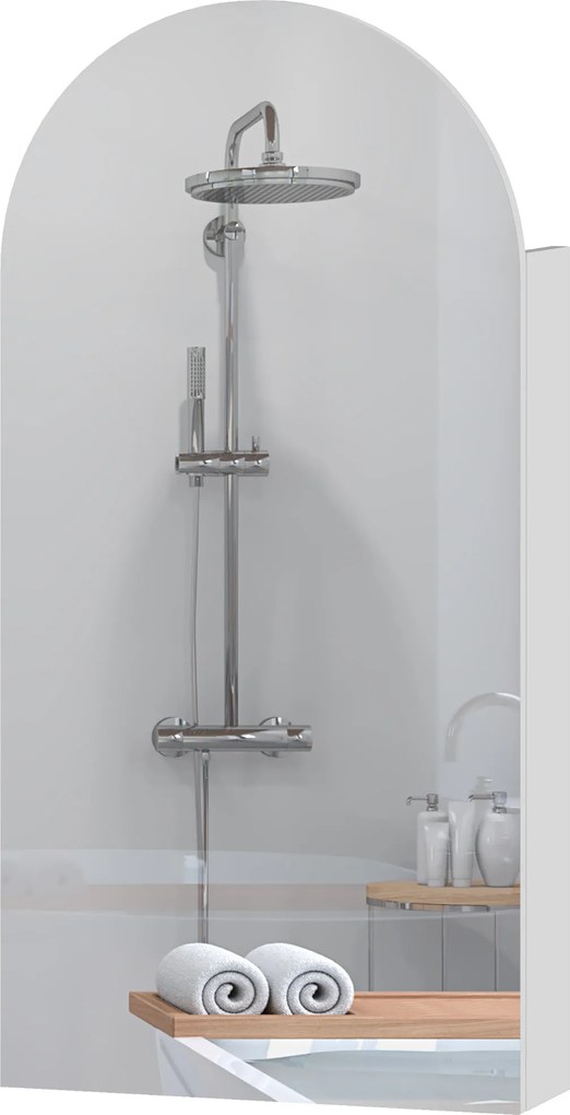 HOMCOM Dulap de perete pentru baie cu oglindă, corp pentru baie fără ramă în arc și etajere reglabile din sticlă, alb | Aosom Romania