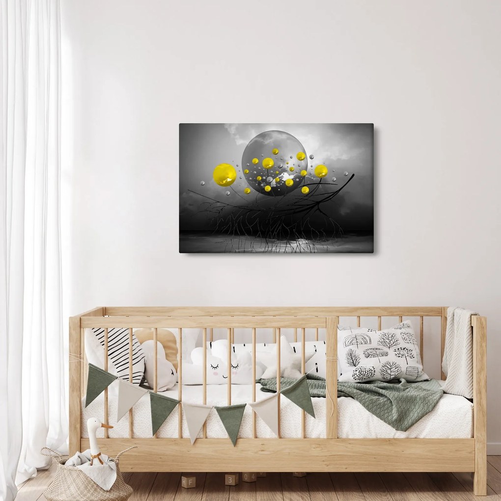 Tabloul - bile abstracte galbene (90x60 cm)