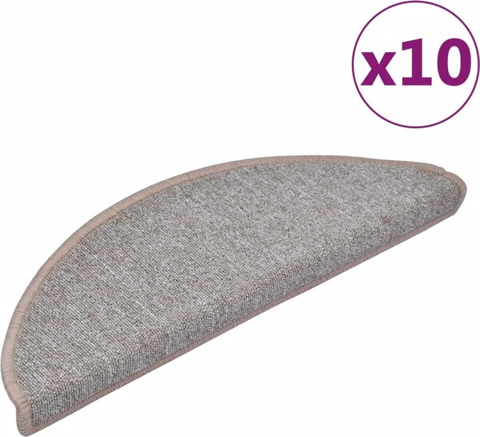 vidaXL Covorașe pentru scări, 10 buc., 65x24x4 cm, maro deschis, semirotunde, mari