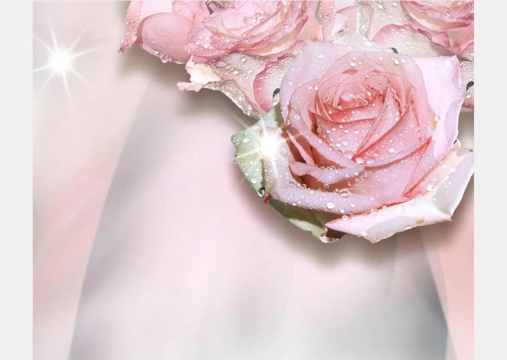 Fototapet 3D, Trandafirii roz si roua de dimineata Art.05024