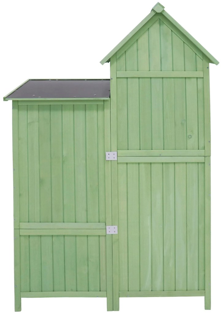 Dulap de grădină cu 2 rafturi, magazie de unelte cu spațiu de depozitare mare, 118 x 54 x 173 cm, Verde