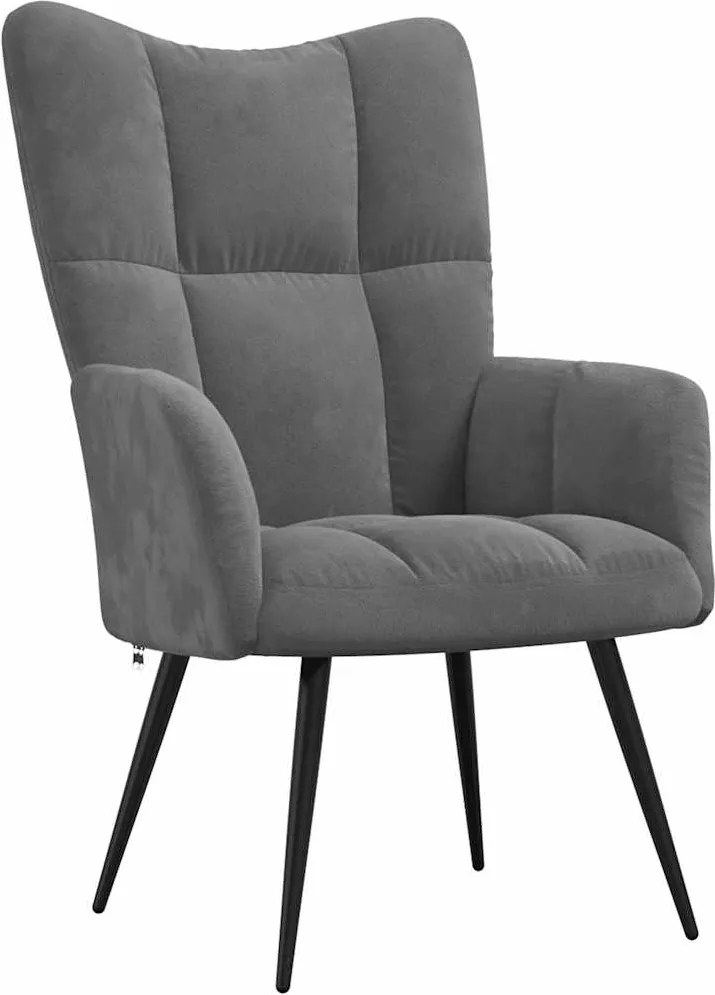 vidaXL Scaun de relaxare, gri închis, catifea