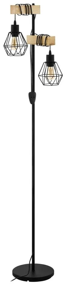 Lampadar negru/în culoare naturală (înălțime 166,5 cm) TOWNSHEND 5 – EGLO
