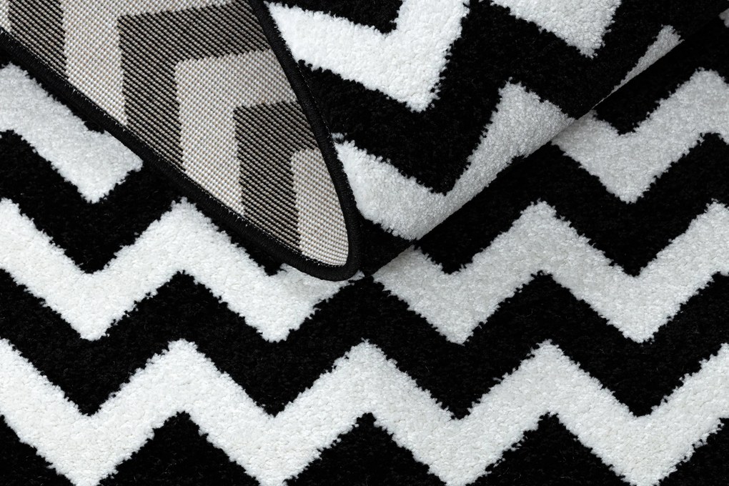 Covor Sketch rotund - F561 negru și alb - Zig Zag