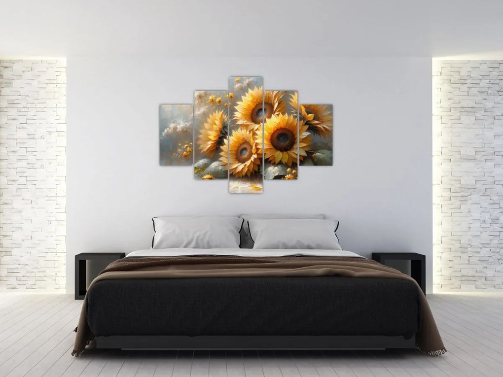 Tablou - Pictură cu floarea-soarelui (150x105 cm)