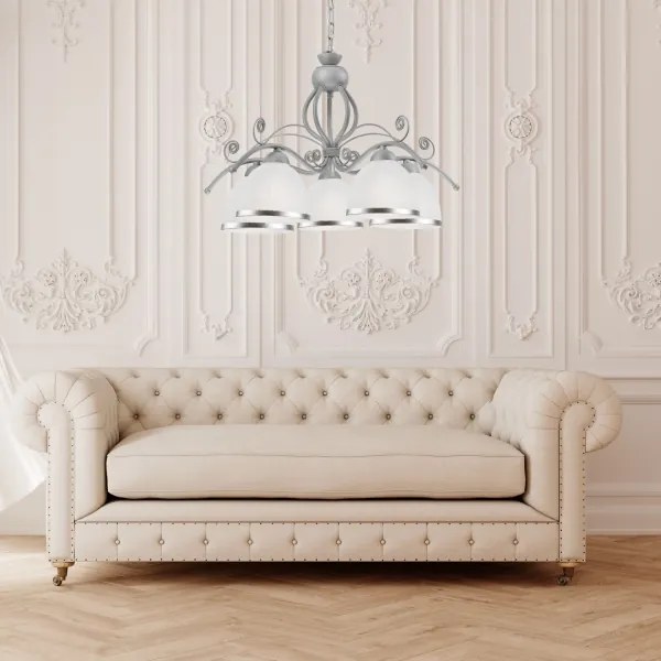 Lustră pe lanț RETRO II 5xE27/60W/230V argintiu