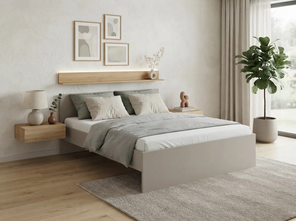 Pat ELISA 180 x 200 cm, casmir bej Saltele: Cu saltele Coco Maxi 20 cm, Somiera pat: Cu lamele curbate