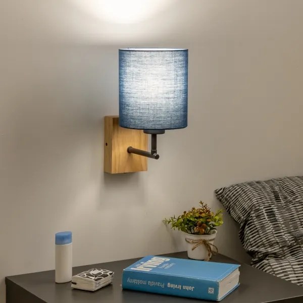 Lampă de perete Brilagi NUBILA WOOD 1xE27/25W/230V stejar/albastru închis