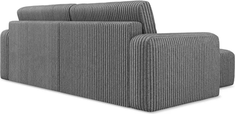 Colțar gri extensibil/cu spațiu de depozitare cu tapițerie din catifea reiată (cu colț pe partea stângă/cu șezlong) Kona – Makamii