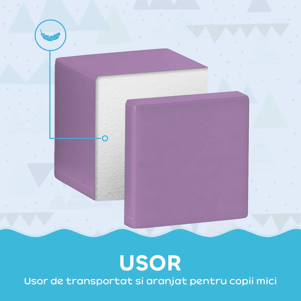 HOMCOM Set 12 Cuburi de Jucărie Moi pentru Copii 12-36 Luni, 20x20x20 cm, Multicolor Deschis | Aosom Romania