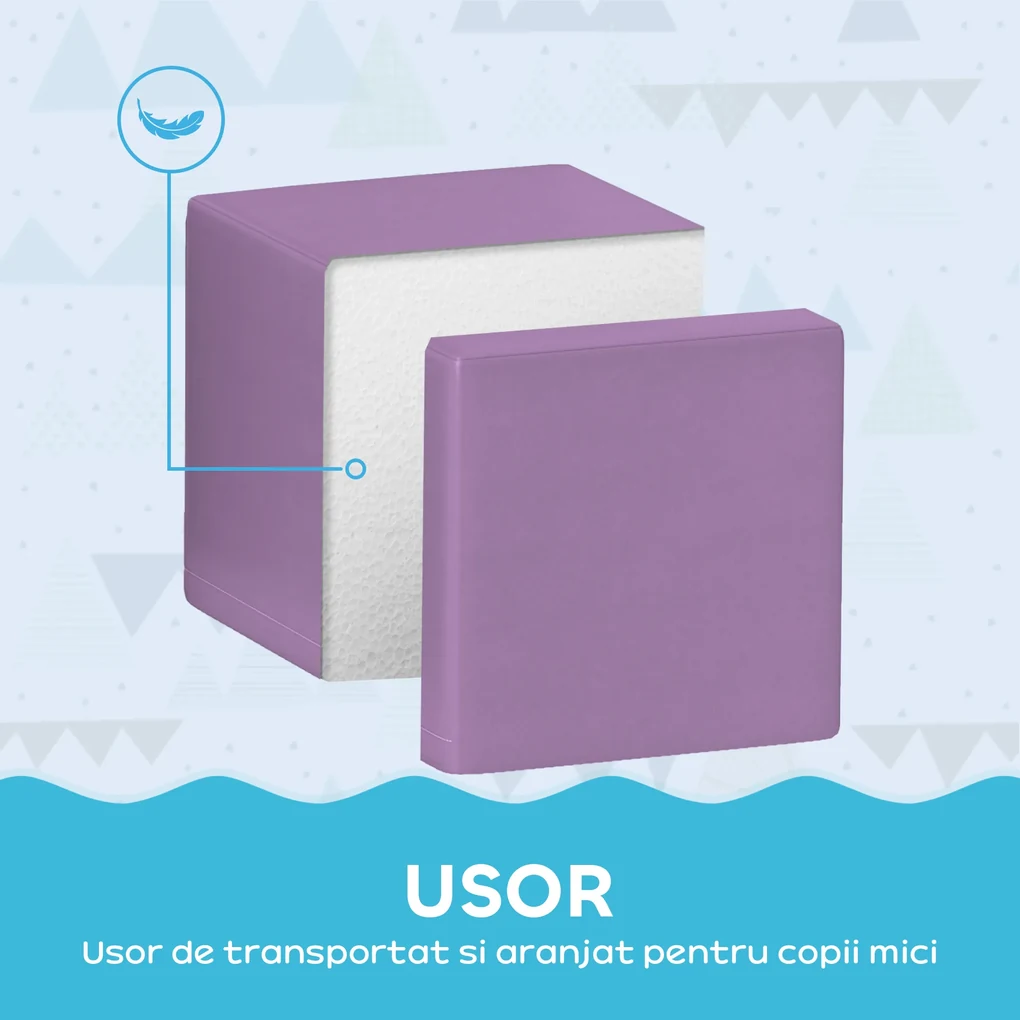 HOMCOM Set 12 Cuburi de Jucărie Moi pentru Copii 12-36 Luni, 20x20x20 cm, Multicolor Deschis | Aosom Romania