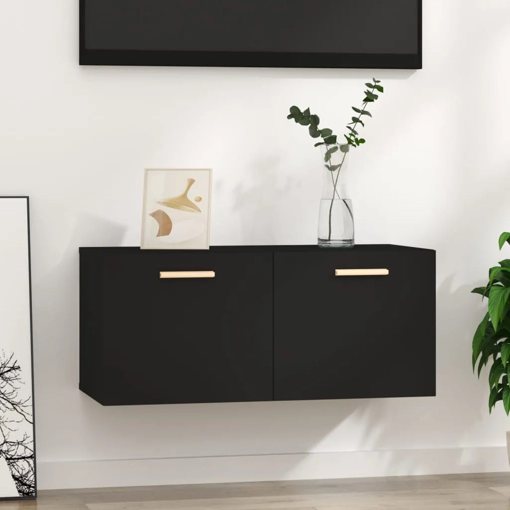 812925 vidaXL Dulap de perete, negru, 80x35x36,5 cm, lemn compozit