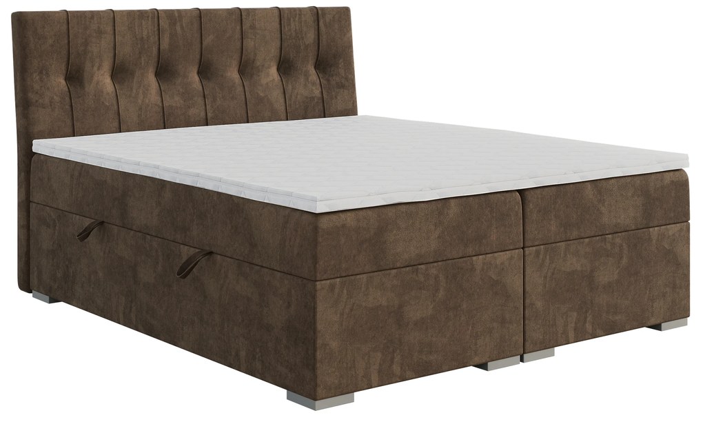 Pat de o persoană boxspring 120 cm Driny (caramel) (cu saltea și sp. depozitare). 1043357