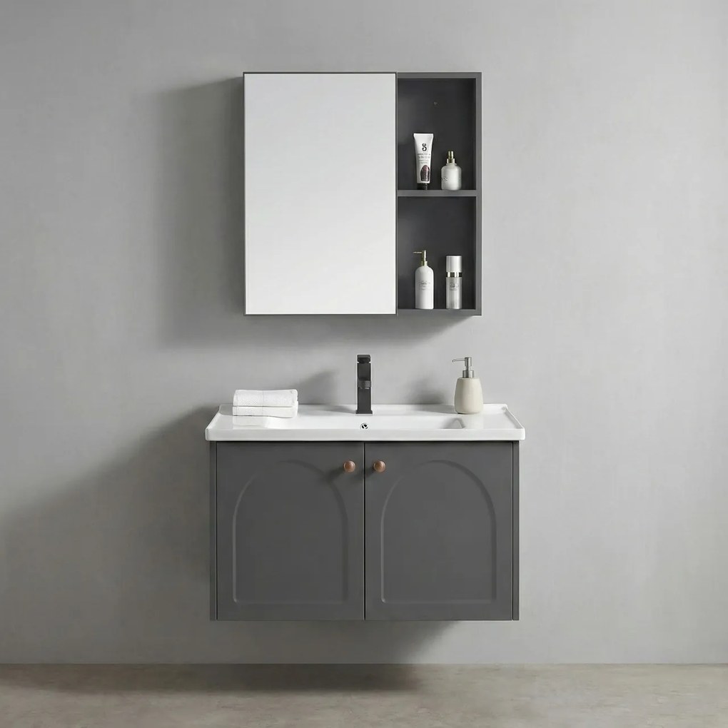 Set mobilier de baie cu lavoar Denver 60cm Grey