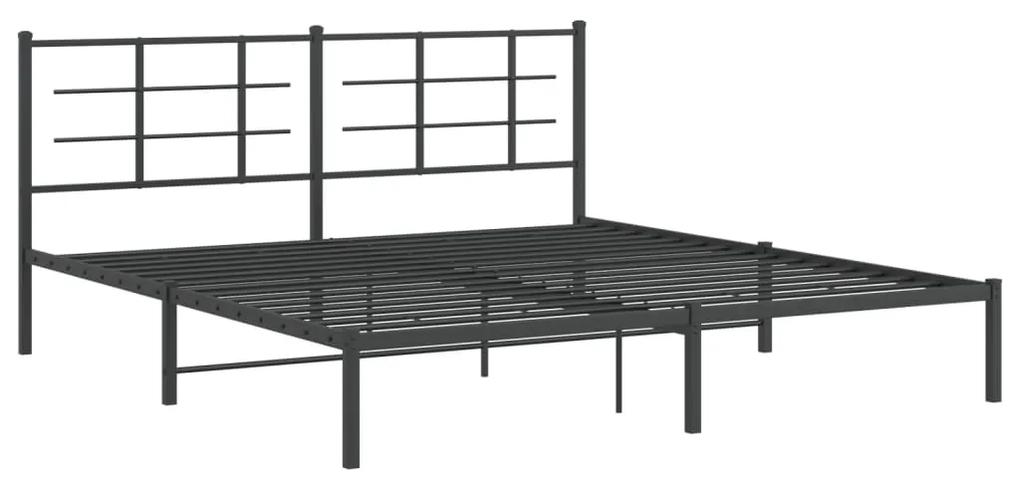 355566 vidaXL Cadru de pat metalic cu tăblie, negru, 183x213 cm